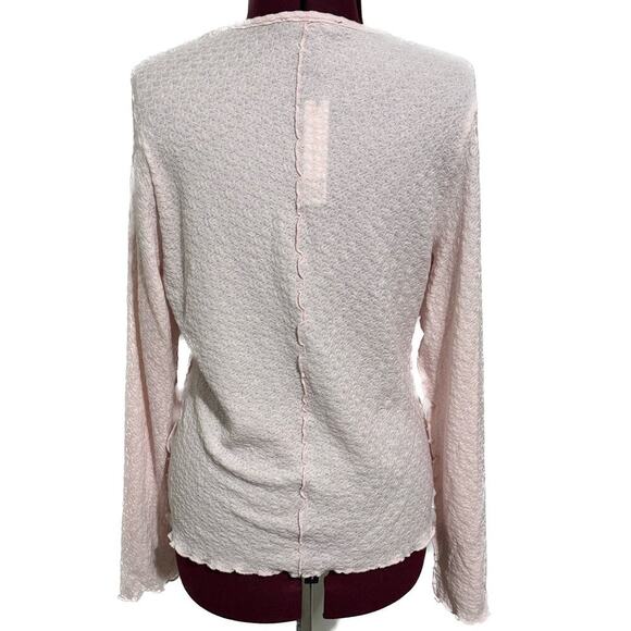 SANCTUARY Textured Knit Lettuce Edge Long Sleeve Tee Top Light Pink NWT XL - Picture 5 of 8